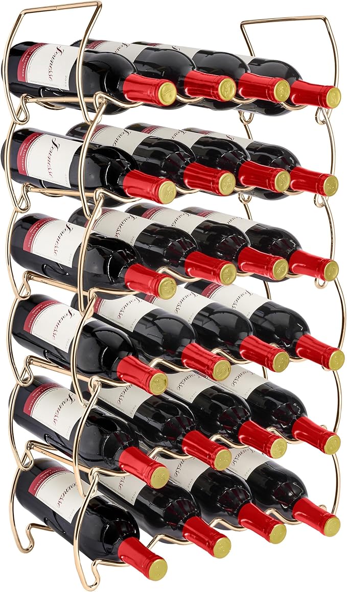 Sorbus 6-Tier Stackable Wine Rack - Classic Style Wine Racks for Bottles - Perfect for Bar, Wine Cellar, Basement, Cabinet, Pantry, etc - Hold 24 Bottles, Metal (Copper) by Sorbus