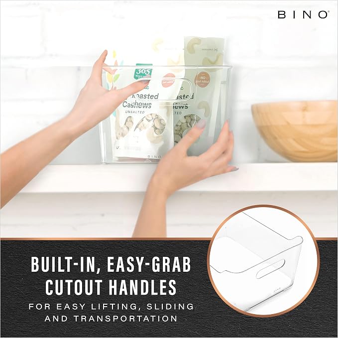 BINO | Plastic Organizer Bins, Large - 4 Pack | THE SOHO COLLECTION | Multi-Use Organizer Bins | Pantry Organizer & Freezer Organizer Bins | Plastic Storage Containers | Bins for Home & Kitchen Org - Image 3