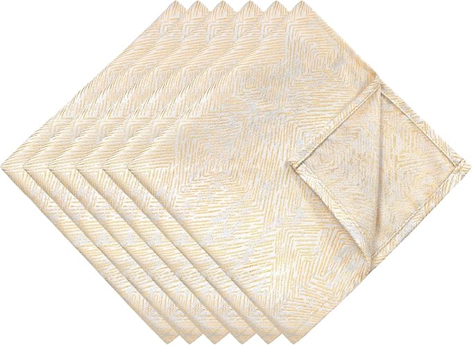 Beige Cloth Napkins Set of 6, Dinner Napkins Washable Soft Durable, Cotton Polyester Blend Yarn-Dyed Jacquard Napkin for Dining, Parties, Weddings, Holiday, 18x18 Inch - Beige - Image 8
