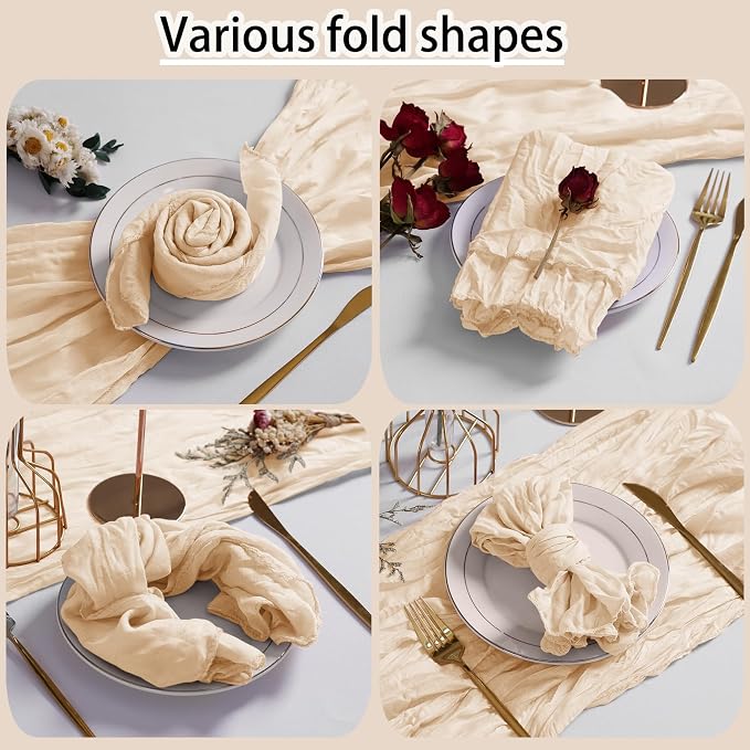 LZY 120 Pack Gauze Cheesecloth Napkins 20x20 Inch Dinner Cloth Napkins, Soft Boho Table Napkins Rustic Wrinkled Cheese Cloth Napkins Bulk for Wedding Party Baby Shower Event Decor (Ivory) - Image 5