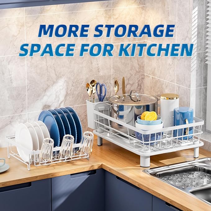 Dish Drying Rack,Stainless Steel-Dish Rack,Double Layer, | Dish Racks for Kitchen Counter, Kitchen Dish Drainers with Removable Utensil Holder,New Drain Outlet, - Image 6