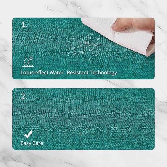 BALCONY & FALCON Rectangle Table Cloth Waterproof Teal 13.8"x 17.7" 6pcs | Placemats Set of 6 Faux Linen Cloth Place Mats Washable Wrinkle Resistant Table Placemats for Dining Kitchen Indoor & Outdoor - Image 3