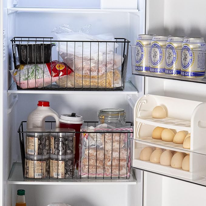16inch Upright Freezer Organizer Baskets for 13-14,16-21 cu.ft Standup Freezer, Settle freezer chaos and reduce food waste effectively, Durable, Fully Use Space, Improve Air Circulate, Black, 6pcs - Image 5