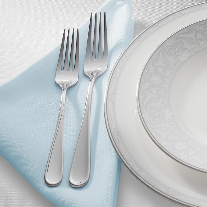 Lann's Linens Set of 12 Cloth Dinner Napkins, 17-inch Polyester Napkins, Washable and Reusable Fabric for Weddings, Hotels, Restaurants - Baby Blue - Image 2