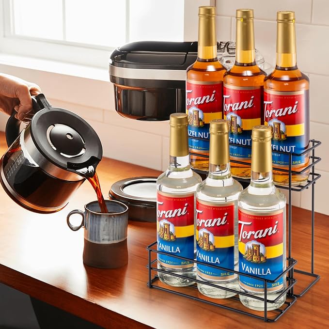 kimilus 6 Bottle Coffee Syrup Organizer Coffee Syrup Rack for Coffee Bar Kitchen Small Wine Rack for Bar Family Storage for Syrup Wine Dressing - Image 5