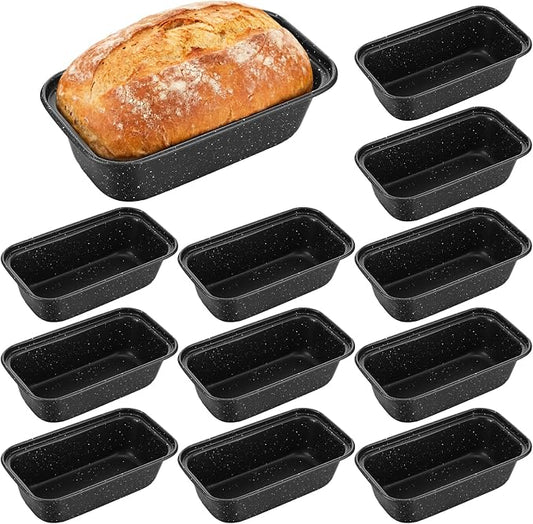 Uiifan 12 Pack Mini Loaf Pans, 6.1 x 3.3 x 2.1 in, Gray with Dots | Non Stick Small Bread Pans, Rectangle Banana Bread Tins, Tiny Carbon Steel Baking Pan, for Halloween Baking, Picnics, Party by Uiifan