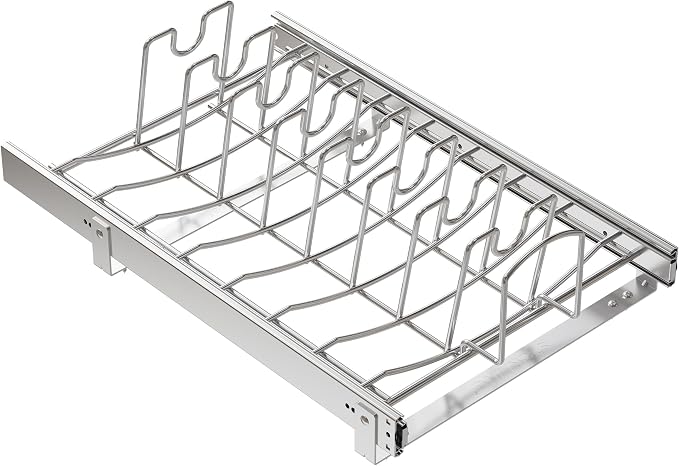 Slide Out Pot Lid Organizer Under Cabinet, Wire Dividers Kitchen Pull Out Pot Lid Storage Rack Holder, Full-Extension Rail 15" W*22" D - Image 7