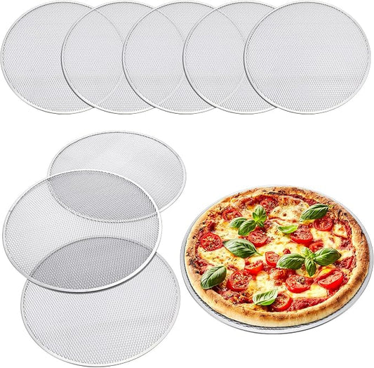 Nuogo 8 Pcs 16 Inch Pizza Pan with Holes Aluminum Mesh pizza Screen Seamless Round Tray for Oven Nonstick Baking Sheet for Kitchen Bakery Restaurant BBQ Party Cookware Supplies by Nuogo