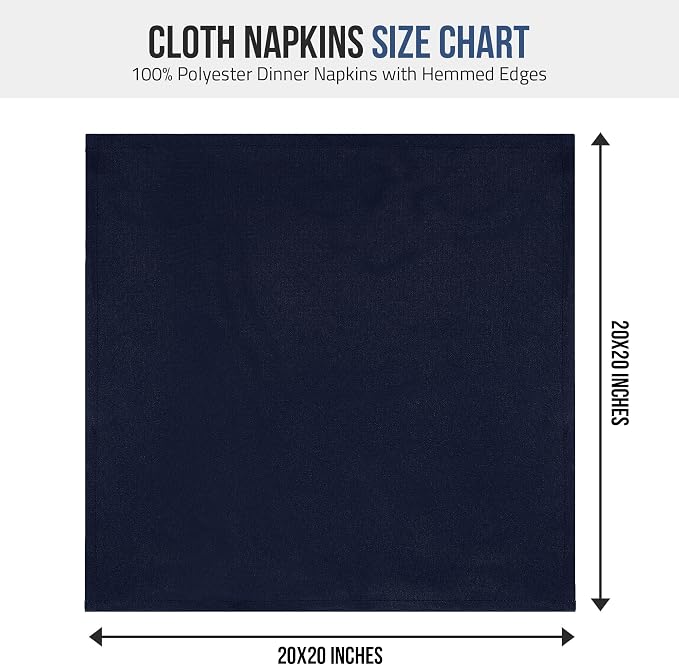 Utopia Home [12 Pack, Navy Blue] Cloth Napkins 20x20 Inches, 100% Polyester | Hemmed Edges, Washable and Reusable Ideal for Parties, Weddings and Dinners - Image 3