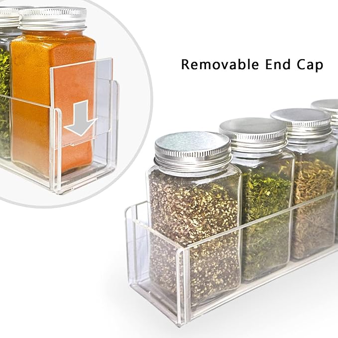 PMMASTO Adhesive Acrylic Spice Rack Organizer for Wall with Nano Double Sided Tape, Spice Shelf Organization for Kitchen Cabinet Door/Pantry Door, Wall Mount Seasoning Rack (Clear-2 Pack) - Image 7