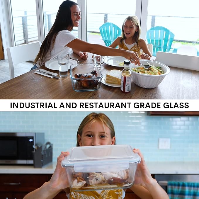Razab 4 Pc Large Glass Food Storage Containers with Lids, Airtight, Leak Proof, BPA Free - Image 8