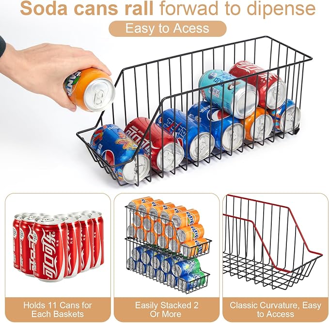 4-Tier Stackable Can Rack Organizer for Kitchen Pantry,Max Can Storage Holder,Durable Can Dispenser & Canned Goods Organizer for Fridge,Hold More 44 Cans, for Various Ounces of Canned Food Soda Drinks - Image 3