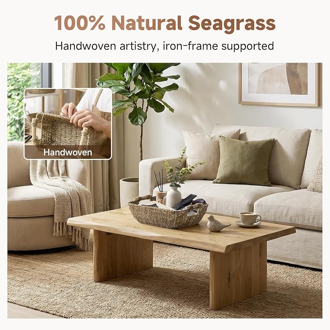Storageworks Seagrass Storage Baskets, Large Snack Baskets For Shelves - Image 5
