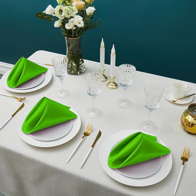 MDS® Pack of 200 Satin Napkins 12 x 12 Inch, Soft Silky Reusable Cloth Dinner Table Napkins for Wedding Décor, Reception, Birthday, Parties, Banquets, Catering, Restaurants & Hotel - Parrot Green - Image 2