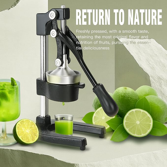 Cast Iron Juicer – Heavy Duty Manual Citrus Juicer, Professional Orange Press, Stainless Steel Lemon Squeezer & Lime Juice Extractor - Image 3