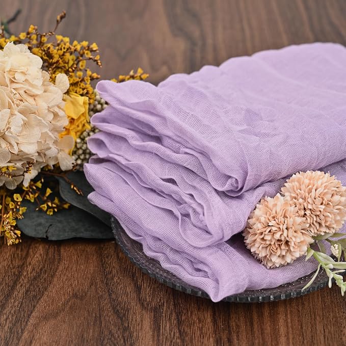 fani 60 Pack Gauze Cheesecloth Napkins, 20 x 20 in, Lavender | Wrinkled Table Napkins, Soft Cotton, Rustic Decorative, Weddings, Party, Dinner Table, Everyday Use - Image 5