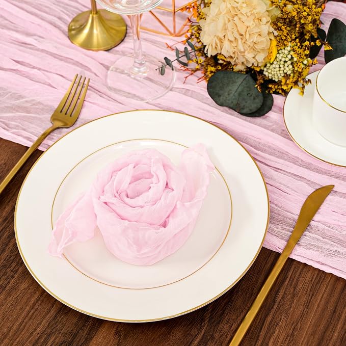 fani 100 Pack Gauze Cheesecloth Napkins, 20 x 20 in, Light Pink | Wrinkled Table Napkins, Soft Cotton, Rustic Decorative, Weddings, Party, Dinner Table, Everyday Use - Image 8