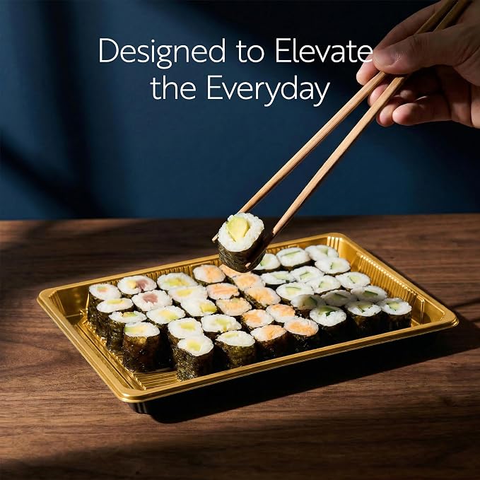 Restaurantware Plastic Sushi Trays 100 Pack of 10 x 7.2 x 1.77 Inch With Clear Lids Leak-Resistant Sushi Take Out Boxes Stackable Containers For Grab-And-Go - Image 7