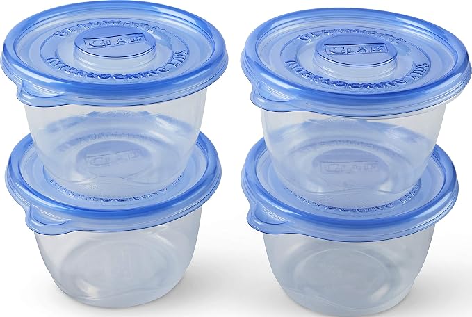 Glad GladWare To Go Lunch Food Storage Containers with Lids, Medium Round No BPA Plastic with Built-In Dressing Cup for Salads and Lunches, Microwave Dishwasher Safe, 32 Oz, 4 Count - 6 Pack - Image 6