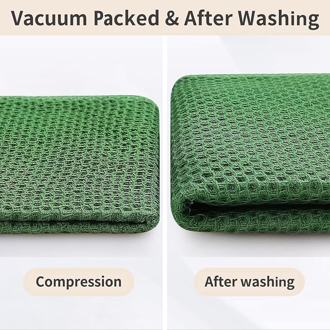 Homaxy 10 Pack 100% Cotton Kitchen Towels and Dishcloths Set, Grass Green | 12 x 12 Inches and 13 x 28 Inches Kitchen Towels Set, Ultra Soft Absorbent Dish Cloths for Washing Dishes - Image 8