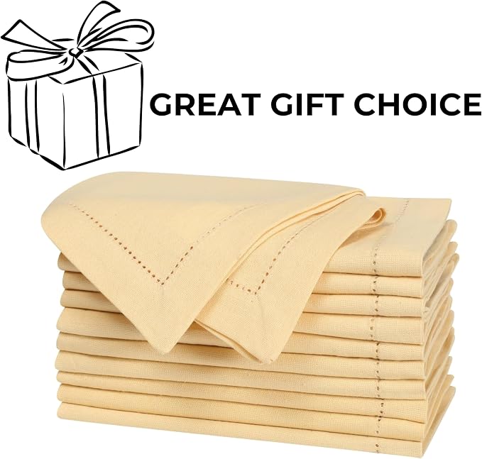 Bedding Craft Cotton Dinner Cloth Napkins Set of 12 – 18x18 Apricot Gelato Hemstitched – Machine Washable Fabric Napkins for Weddings, Baby Showers, Gifting & Parties - Image 9