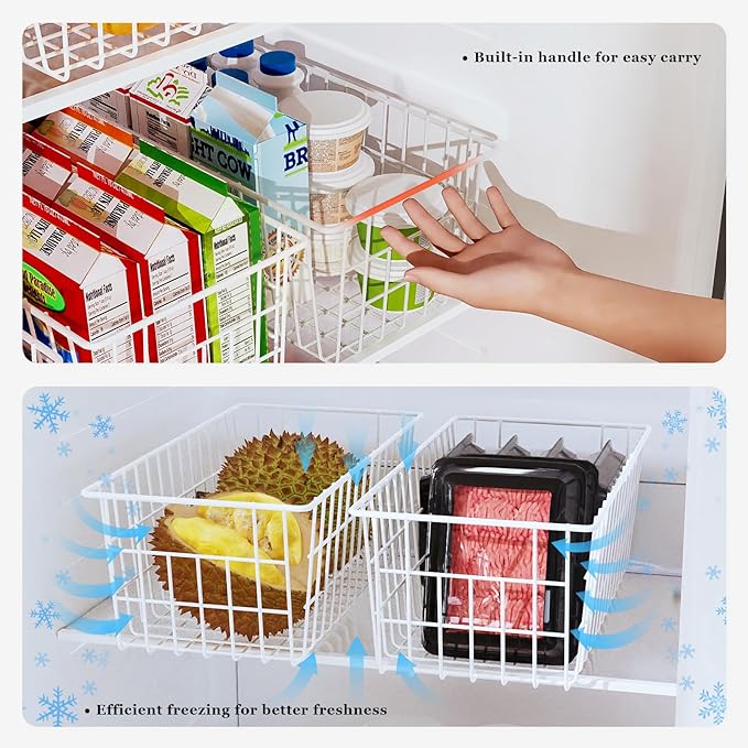 Orgneas Freezer Organizer Bins, Freezer Baskets for Chest Freezer and Upright Freezer Refrigerator Dividers Frozen Meats Storage Containers Organizer for Fruits and Vegetables, 5 Packs - Image 6