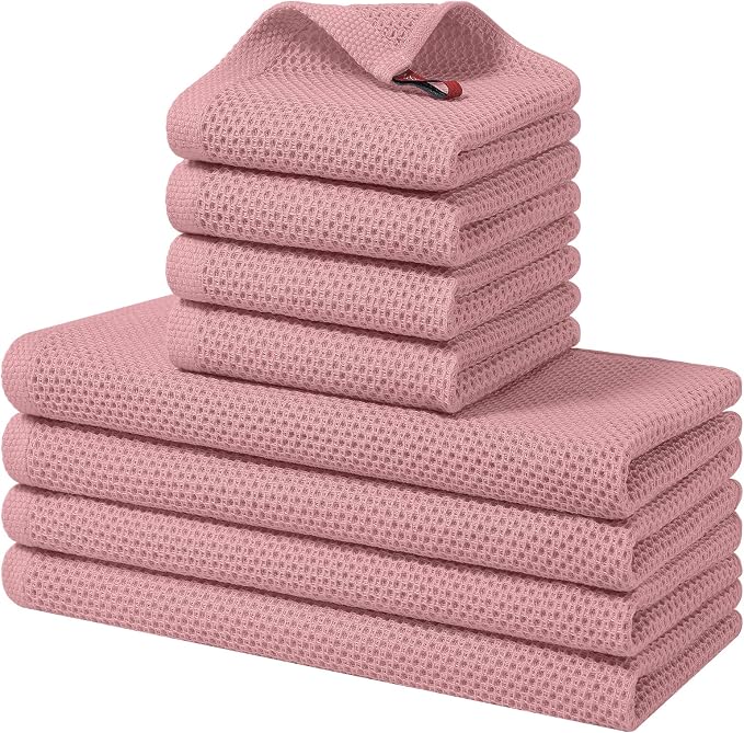 Homaxy 8 Pack 100% Cotton Kitchen Towels and Dishcloths Set, Dried Roses | 12 x 12 Inches and 13 x 28 Inches Kitchen Towels Set, Ultra Soft Absorbent Dish Cloths for Washing Dishes by Homaxy