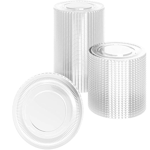 Leakproof, BPA Free 5.5 oz Souffle Lids 100 PK. Stackable Lids for Containers for Sampling, Salad Dressing, Sauce or Jello Shots. Plastic Food Prep Supplies for Restaurant, Cafe, Catering, Deli, Party by FoodRestaurantSupplies