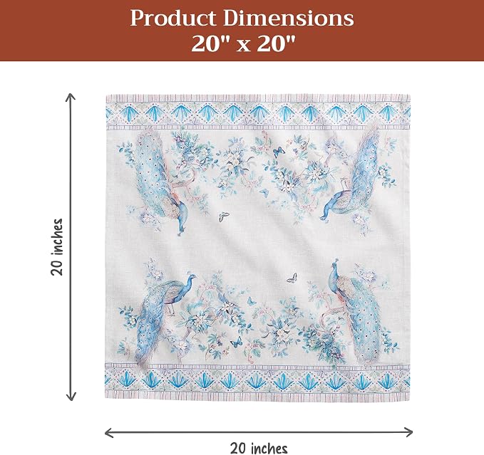 Maison d' Hermine Cloth Napkins Set of 4 100% Combed Cotton (20" x 20") | Everyday Square Napkins Cloth Washable Dinner Party Wedding Restaurant Hotel Kitchen Spring Summer - Peacock Utopia - Orginal - Image 5