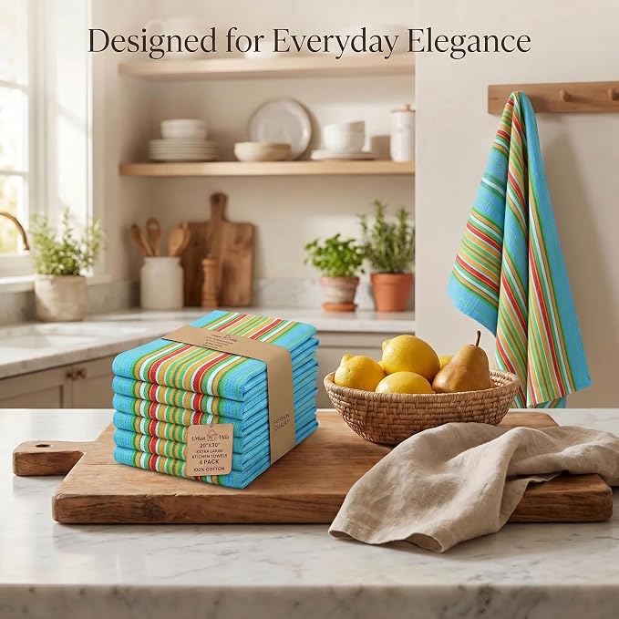 Urban Villa Kitchen Towels Cotton Dish Towels 20”x30” (Set of 6) Azure - Image 5