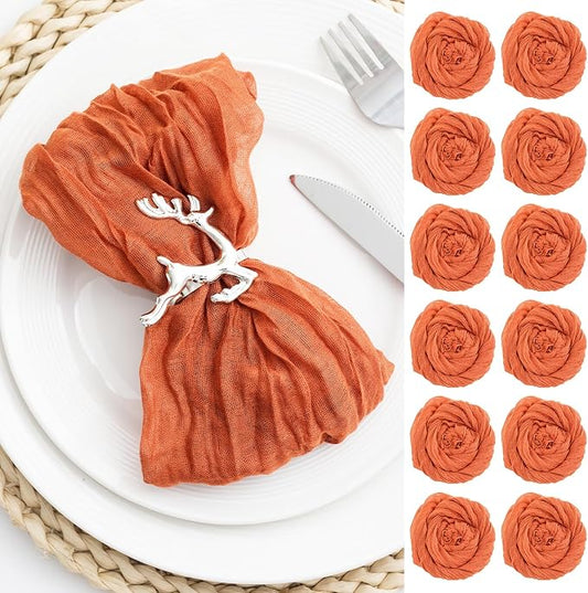 60 Pack Orange Cheesecloth Napkins 21x21 Inches Orange Cloth Napkins Set of 60 Washable Dinner Table Napkins for Wedding Bridal Baby Shower Rustic Boho Cotton Gauze Family Party Table Decor by FoliafeelHome