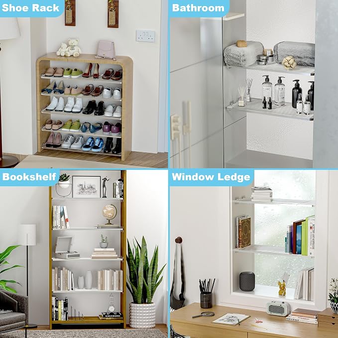 Expandable Closet Organizer Shelves, Adjustable Rod Metal Storage Shelves Divider for Wardrobe Cupboard Kitchen (Silver,11.8" D x 17"-31" W,3PCS) - Image 5