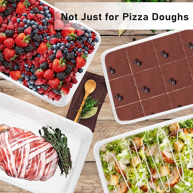 BSTKEY 3 Pack Plastic Pizza Dough Proofing Box with Lid, White Bread Dough Proofing Storage Container Rectangle Food Storage Box Cake Dessert Carrier Organizer (Size L) - Image 7