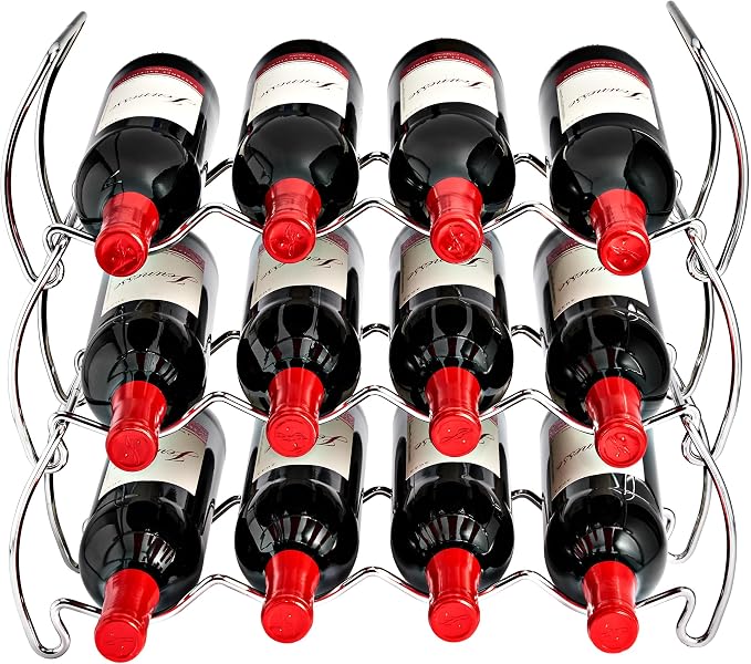 Sorbus 6-Tier Stackable Wine Rack - Classic Style Wine Racks for Bottles - Perfect for Bar, Wine Cellar, Basement, Cabinet, Pantry, etc - Hold 24 Bottles, Metal (Silver) - Image 7