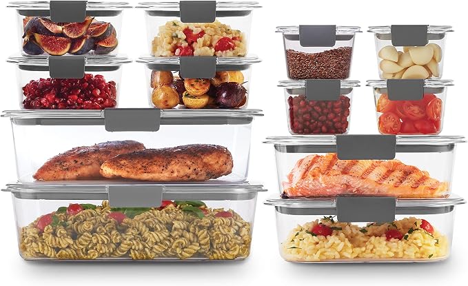 Rubbermaid Brilliance Storage 24-Piece Plastic Lids, Leak Proof Food Container & Leak-Proof Brilliance Food Storage 12-Piece Plastic Containers with Lids, Clear - Image 2