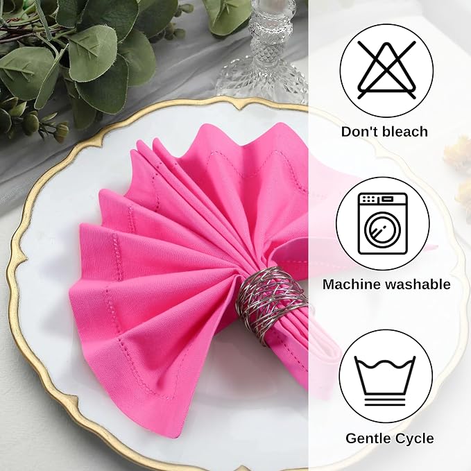 Bedding Craft Cotton Cloth Napkins Set of 12 – 18x18 Wild Orchid Design Hemstitched – Machine Washable Dinner Napkins for Weddings, Thanksgiving, Christmas & Daily Dining - Image 9