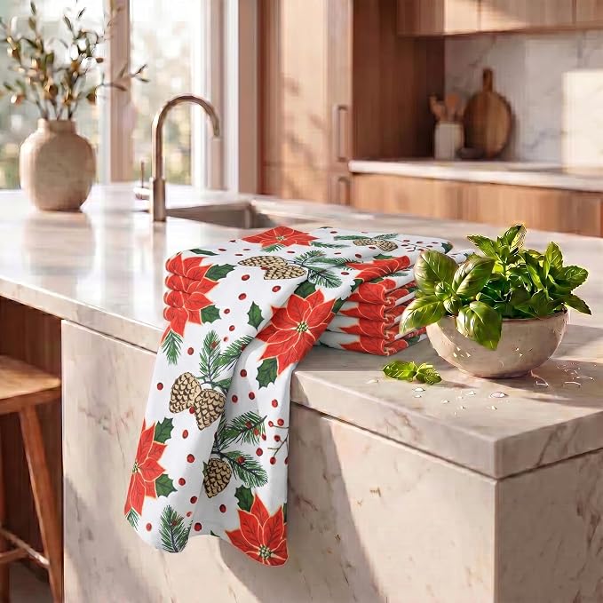 Urban Villa Kitchen Towels Cotton Dish Towels 20”x30”(Set of 6) Pinecone - Image 6