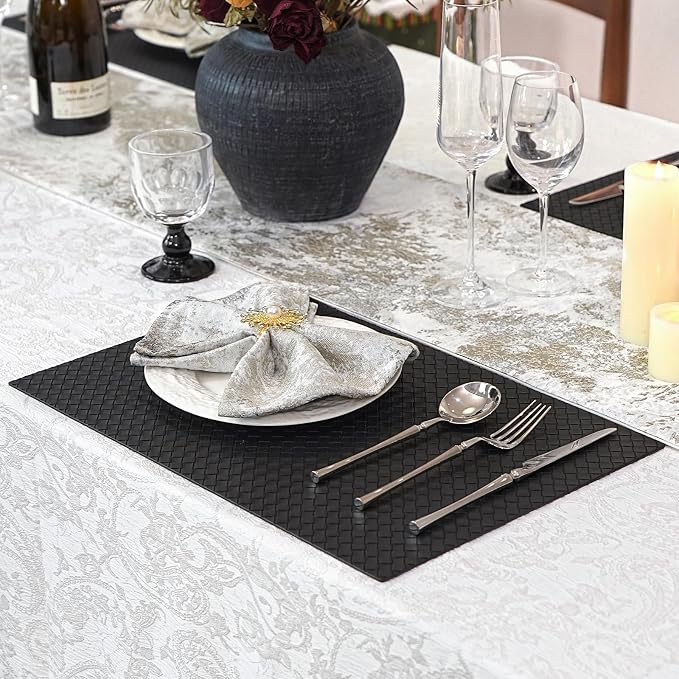 Silver Cloth Napkins Set of 12, 18 x 18 Inch | Reusable Washable Cotton Polyester Dinner Napkins Soft Luxury Elegant Fancy Jacquard Fabric Table Napkins - Image 8