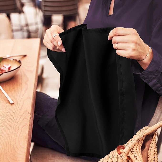 Utopia Home [24 Pack, Black] Cloth Napkins 20x20 Inches, 100% Polyester | Hemmed Edges, Washable and Reusable Ideal for Parties, Weddings and Dinners - Image 7