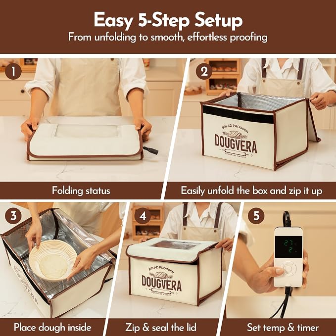 Bread Proofing Box 40 x 30 x 25cm Sourdough Box with Temperature Control, 7Ft Cord, Timer – 3 Heating Layer Sides Sourdough Baking Supplies for Beginners, Pros – US Standard Plug - Image 5