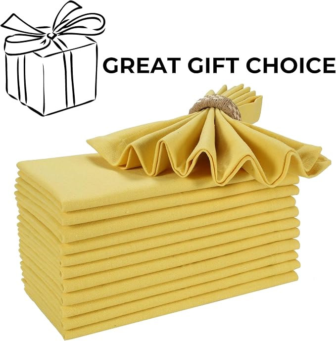 Bedding Craft Cotton Dinner Cloth Napkins Set of 12 – 18x18 Sand Yellow – Reusable & Machine Washable Fabric Napkins for Weddings, Restaurants & Everyday Dining - Image 9