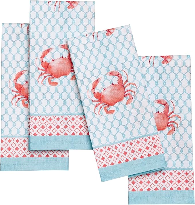 Maison d' Hermine Cloth Napkins Set of 4 Reusable 100% Cotton (18" x 18") | Everyday Square Napkins Cloth Washable Dinner Party Wedding Restaurant Hotel Kitchen Spring Summer - Lobster Love by MaisondHermine