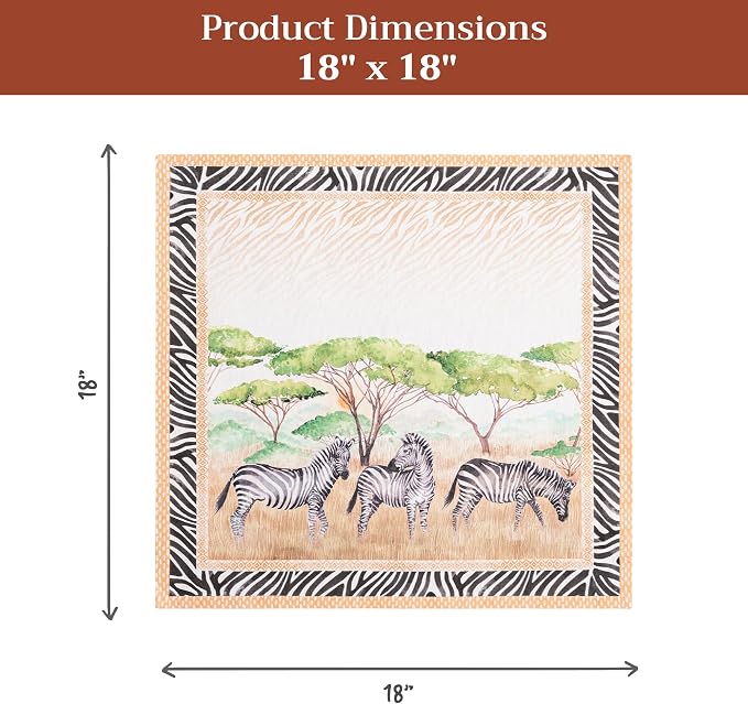 Maison d' Hermine Cloth Napkins Set of 4 Reusable 100% Cotton (18" x 18") | Everyday Square Napkins Cloth Washable Dinner Party Wedding Restaurant Hotel Kitchen Spring Summer - Zebra Life - Image 7