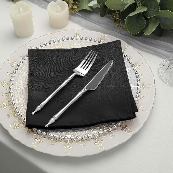 Efavormart Premium Cloth Napkins Set of 50, 17x17 Inch Black Seamless Dinner Napkins, Washable Linen Table Napkin Cloth with Hemmed Edges for Weddings, Party and Banquet - Image 6