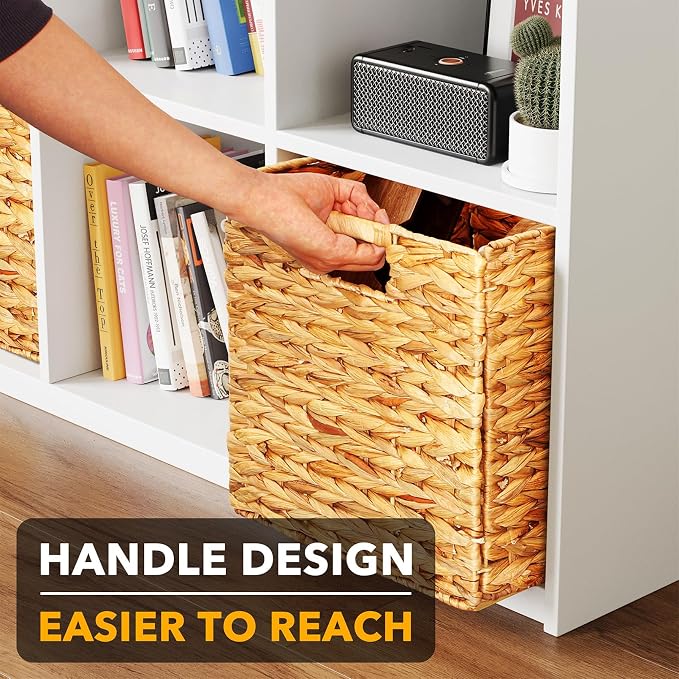 SpaceAid 4 Pack Wicker Basket, Storage Baskets for Organizing, Woven Rattan Basket with Handles for Shelves, Water Hyacinth Large Cube Organizer Storage Bin, 12x12x12 inch, Natural - Image 6