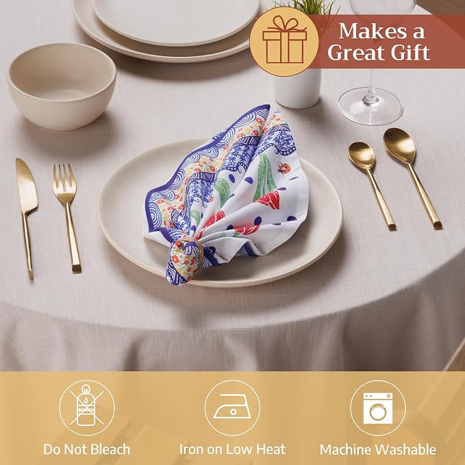 Maison d' Hermine Cloth Napkins Set of 4 Reusable 100% Cotton (18" x 18") | Everyday Square Napkins Cloth Washable Dinner Party Wedding Restaurant Hotel Kitchen Spring Summer - Folky Floral - Image 4