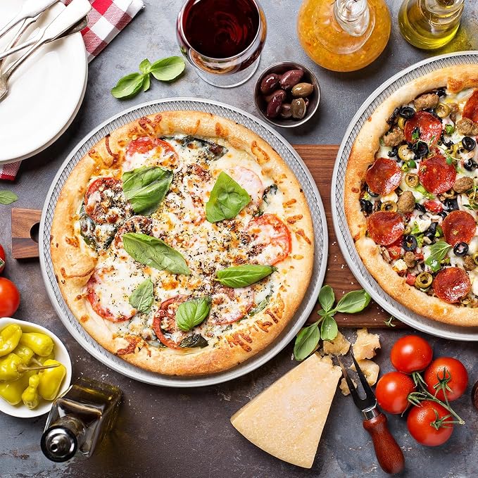 Nuogo 5 Pcs 18 Inch Pizza Pan with Holes Aluminum Mesh Pizza Screen Seamless Round Tray for Oven Nonstick Baking Sheet for Kitchen Bakery Restaurant BBQ Party Cookware Supplies - Image 5