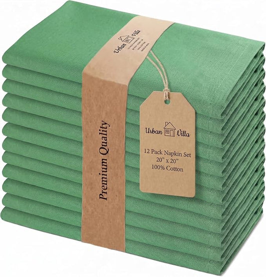 Urban Villa Cloth Napkins Cotton 20x20 (Set of 12) Geen by CottonTrends