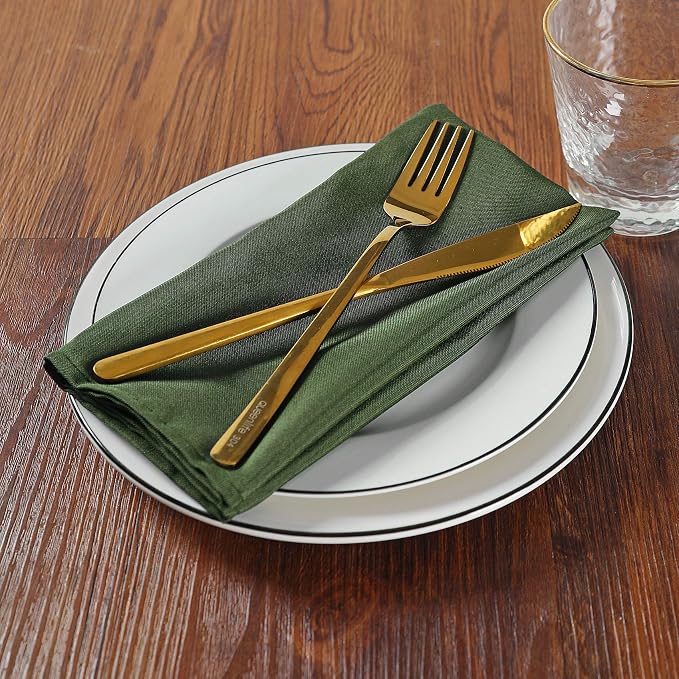 Cloth Napkins 20x20 inch Washable Polyester Dinner Napkins Soft Table Napkins for Wedding Party Dining Banquet(Willow,25PCS) - Image 6