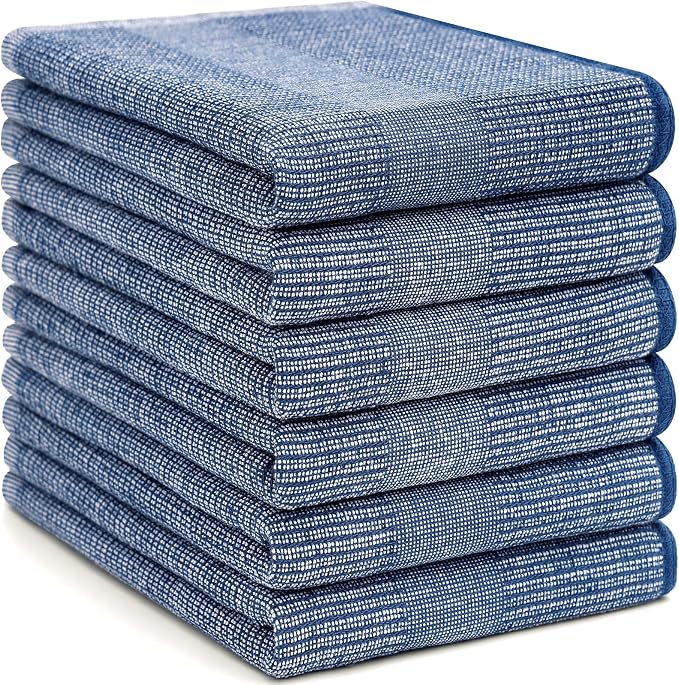 Homaxy 380 GSM Cotton Premium Kitchen Towels 6 Pack, 18"x 28", Navy Blue | Flat and Terry Dish Towels, Highly Absorbent Tea Towel Set with Hanging Loop, Soft Utility Kitchen Hand Towels - Image 8